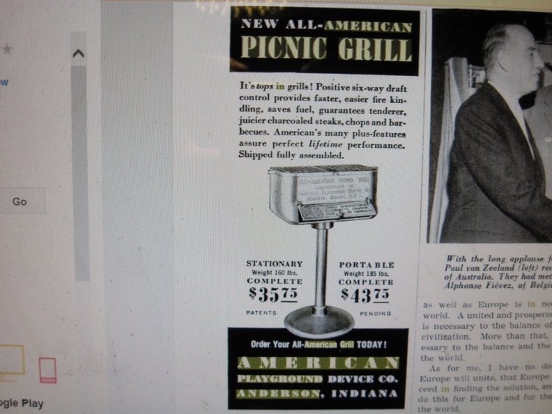 All American Picnic Grill Advertisement